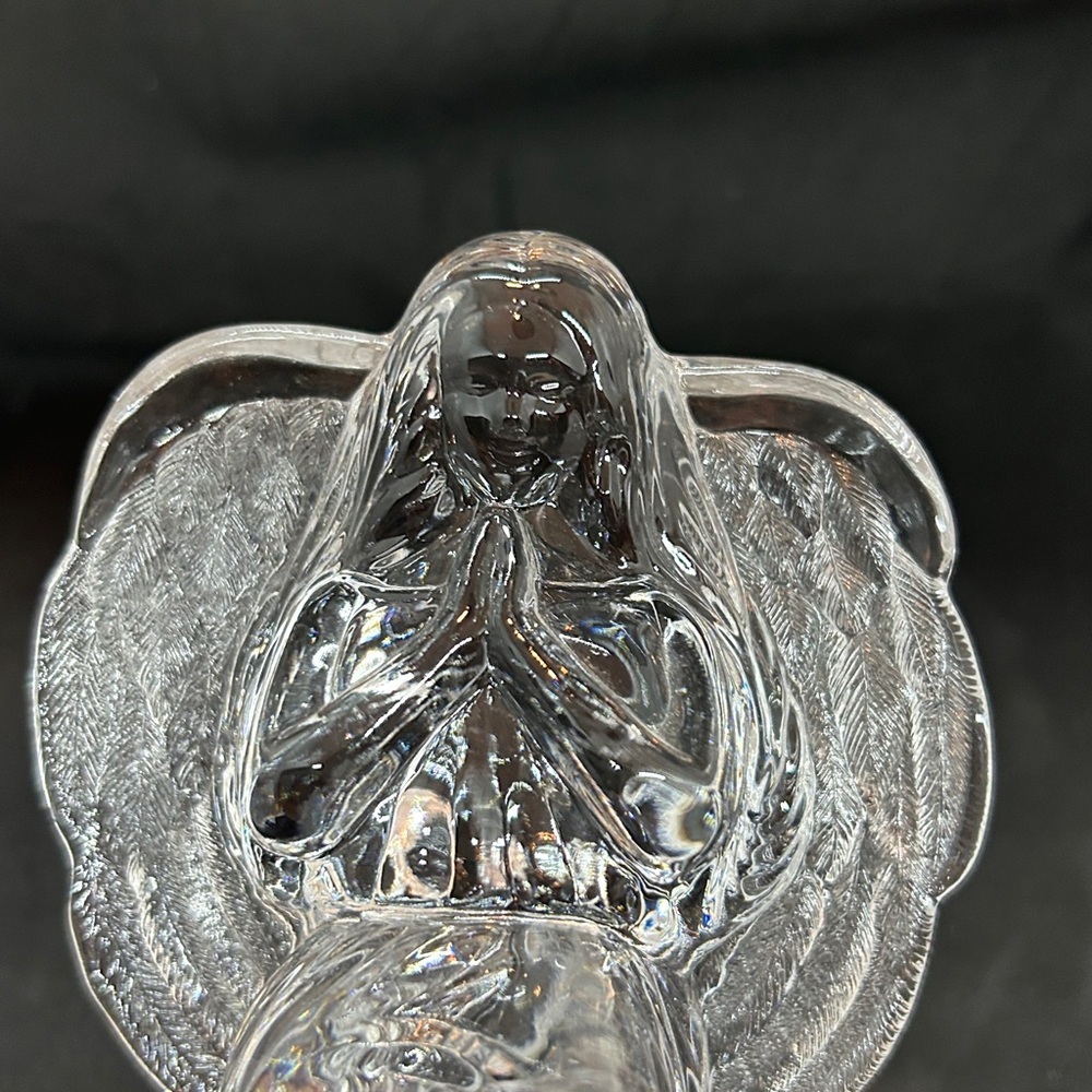 Vintage Lead Crystal Praying Kneeling Angel Tea Light Votive Candle Holder - Picture 7 of 11